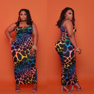 Leopard Print Plus Size Two-Piece Blouse Set