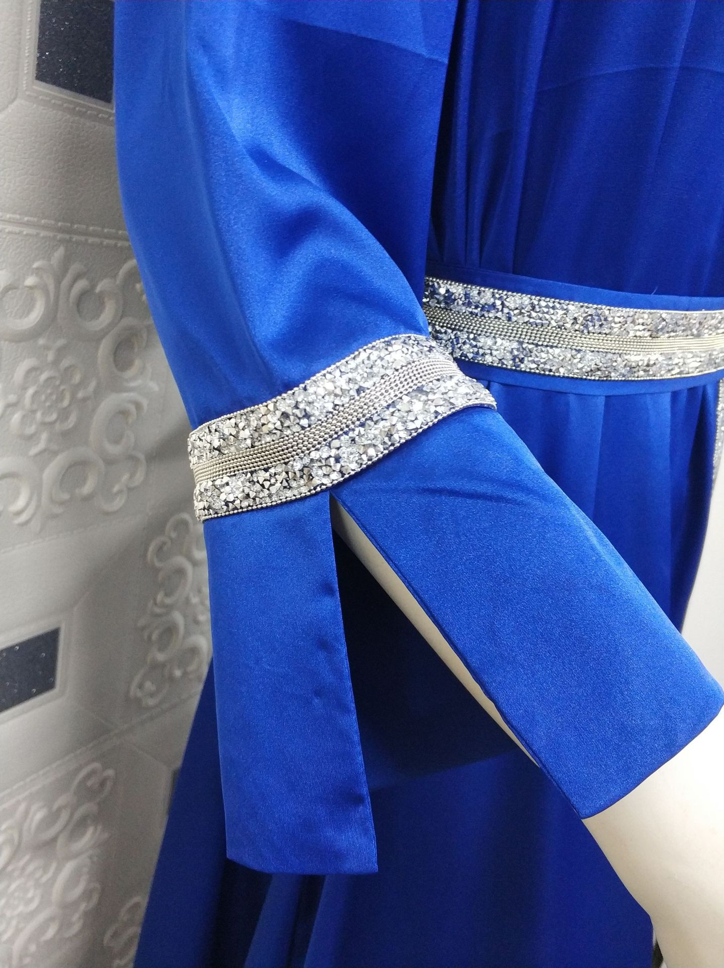 Turkish Long Muslim Womens Dress - Royal Blue - Image 3