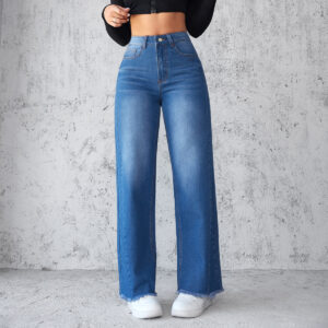 Fashion Straight Wide-Leg High-Waist Jeans